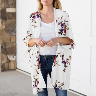 

Womens Holiday Floral Kimono Cardigan Ladies Summer Casual Beach Tops Blouse