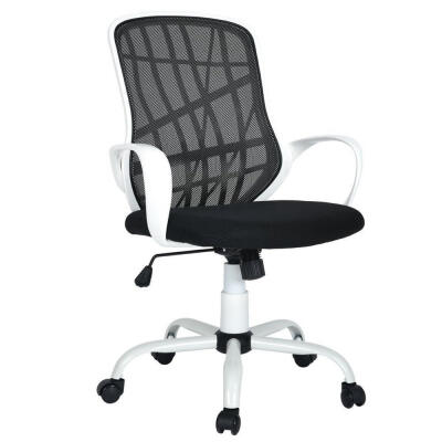 

Adjustable Office Chair Mesh Mid-back Grid Office Home Study Swivel Task Chair Black & White