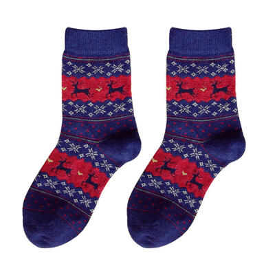 

Women Cartoon Elk Print Knitted Socks Christmas Thicken Anti-slip Socks
