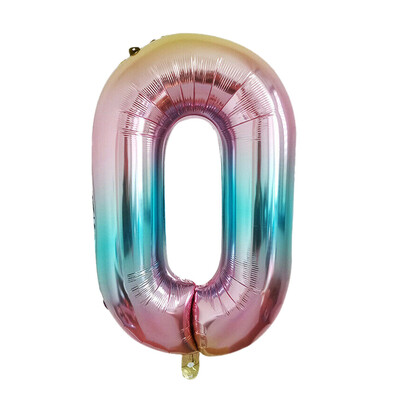 

Tailored 40 Inch Rainbow Gradient Number 0-9 Foil Digital Balloons For Birthday Party