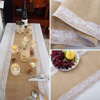

Hot Burlap Hessian Wedding Table Runner Natural Jute Rustic Party Country Decor