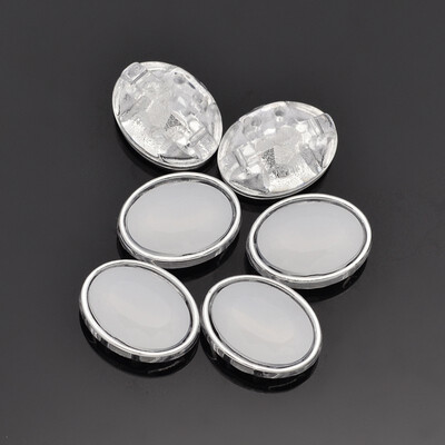 

Sew on Taiwan Acrylic Garment Accessories Faceted Oval WhiteSmoke 20x15x7mm Hole 1mm
