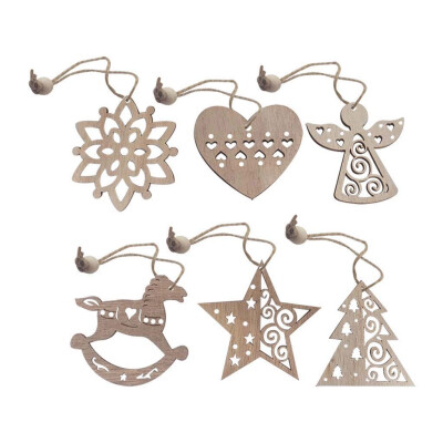 

Siaonvr 6Pcs Christmas Snowflakes Wooden Pendants Xmas Tree Ornaments Home Hanging Decor