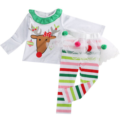 

2Pcs Xmas Toddler Kids Baby Girls TopsTutu Leggings Pants Outfit Christmas Clothes