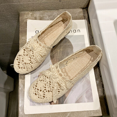 

Knitted bean shoes women 2019 new summer Korean version of Joker grandma shoes women shoes tide shoes flat shoes
