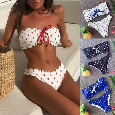 

Sexy Women Strapless Spot Swimwear String Bikini Swimsuit Swimsuit Only