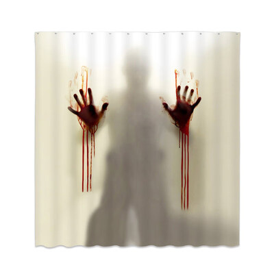 

Creepy Horror Waterproof Bloody Hands Shower Bathroom Curtain Halloween Decor