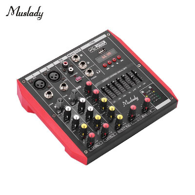 

Muslady D6 Portable 6-Channel Mixing Console Mixer 7-band EQ Built-in 48V Phantom Power Supports BT Connection USB MP3 Player for