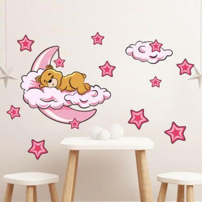 

Cute Moon Stars Bear Wall Sticker Nursery Kids Baby Room Vinyl Decal Removable