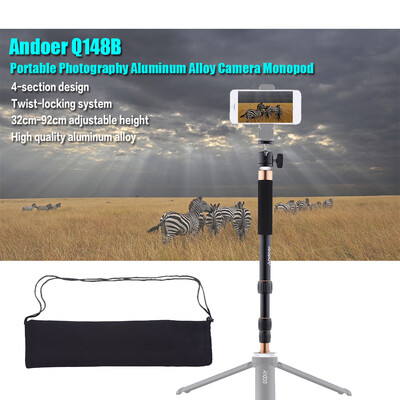 

Andoer Q148B Portable Photography Aluminum Alloy Camera Monopod Also As Selfie Stick 4-Section Telescopic Twist-Locking System 32c