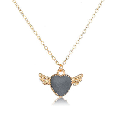 

New Women Trendy Pendants And Necklace Heart With Angel Wings Lucky Jewelry Handmade Wedding Jewelry Necklace&Pendants