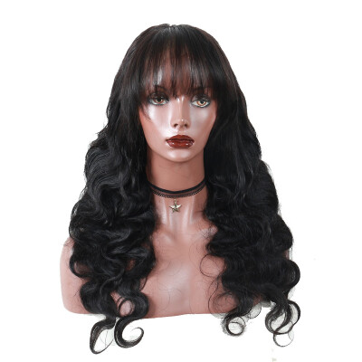 

Dolago 360 Lace Frontal Wig With Bangs Straight Lace Front Human Hair Wigs For Women Pre Plucked With Baby Hair Black 150