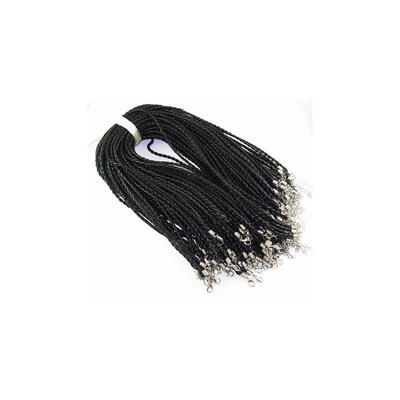 

Platinum Tone Imitation Leather Necklace Cord Black 3mm in diameter 17"