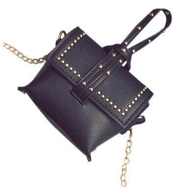 

PU leather female models simple rivet small square bag handbag shoulder diagonalBag 125 115 65cm