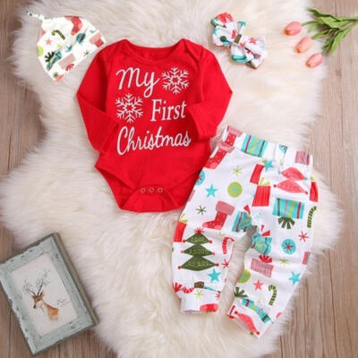 

My 1st Christmas Baby Boy Girl Newborn Romper Jumpsuit Pants Outfit Clothes