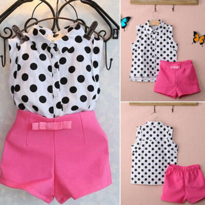 

2PCS Toddler Kids Baby Girl Summer Outfit Clothes Shirt TopsShorts Pants Set