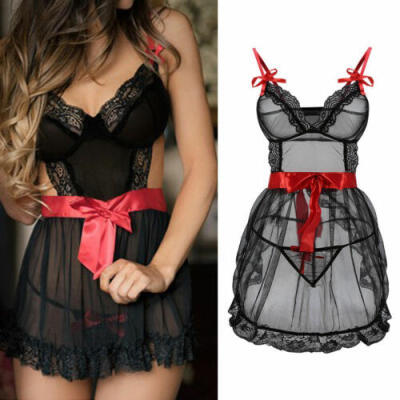 

Womens-Sexy-Lingerie-Sleepwear-Lace-G-string-Dress-Underwear-Babydoll-Nightwear