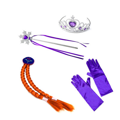 

4PcsSet Princess Accessories Crown Wig Gloves Magic Wand Cosplay Toy Set for Kids Dress Party Girl Gifts