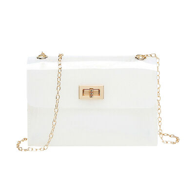 

2019 New Style Solid Flap Handbags Fashion Women Transparent PVC Clear Jelly Bag Tote Handbag Shoulder Bag Purse