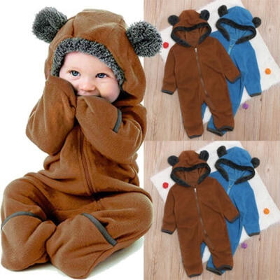 

Newborn Kids Baby Winter Hooded Jumpsuit Warm Bear Romper Bodysuit Outfit Clothes 0-4 Years