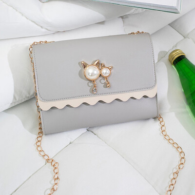 

Tailored Cute Cat Pearl Pendant Small Square Bag Wild Shoulder Messenger Bag