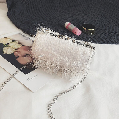 

New personality hairy bag female 2018 new wave Korean fashion cylindrical shoulder bag chin chain messenger bag