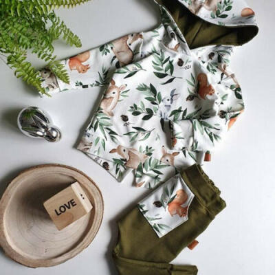 

US Newborn Kids Baby Girl Boy Winter Clothes Animal Hooded TopsPants Outfit Set