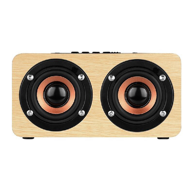 

NEW W4 Wireless Bluetooth Speaker Wooden Stereo Speaker Box Mini Music Player with Two Speakers Bluetooth TF Card Slot Hands-free