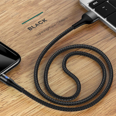 

USAMS Magnetic Cable 3A Micro USBType-CLightning Charge Cord-MICRO USB
