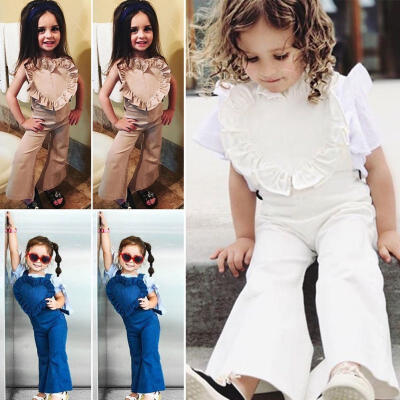 

New Kids Baby Girls Bib Pants Bell-Bottom Trousers Fashion Jumpsuit Outfits