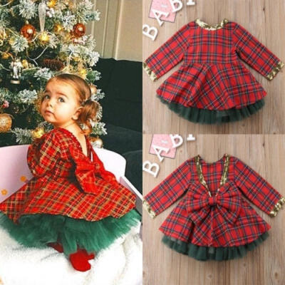 

Christmas Baby Toddler Kids Girls Festival Santa Party Dress Dresses Clothes