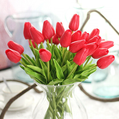 

FUNNYBUNNY 4pcs Artificial Flowers Tulips Wedding Bouquets Flowers PU Tulips Flowers Arrangement Bouquet Home Party WeddingDecor