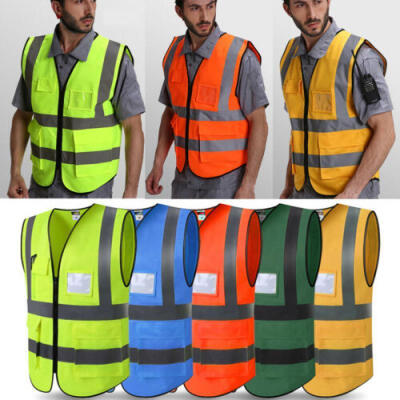 

Hi-Vis Safety Vest Reflective Jacket Security Waistcoat Warp Knitting Cloth New