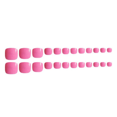 

24 Pcs 12 Sizes Short Full Cover Fake Toe Nails Candy Colorful Press-on Toenail Artificial Nail Art Tips