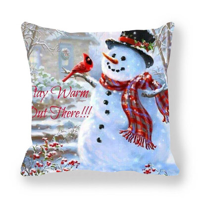 

Cute Santa Claus Deer Christmas Snowman Printed Pillowcase Cushion Cover Xmas Party Home Decor