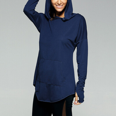 

Women Sweater Tunic Sport Vintage Long Sleeve Pocket Shirt Casual Outerwear