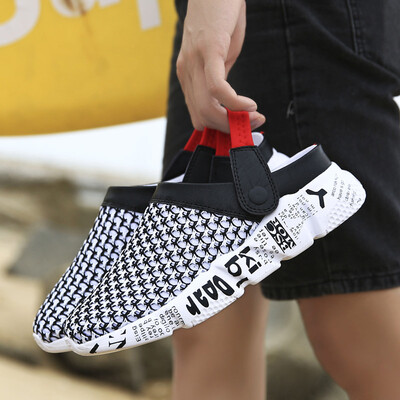 

Half slipper mens mesh shoes summer mens shoes Breathable hollow hole outdoor wading shoes mens casual upstream shoes men