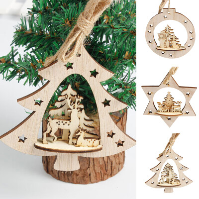 

Snowflakes Merry Christmas Tree Holiday Hanging Ornament Pendant Decor Home Wood