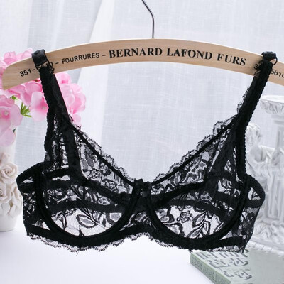 

New Sexy Women Lace Gauze Bra Push Up 34 Cup Hook-and- Eye Breathable Ultra-thin bra Lingerie Underwear