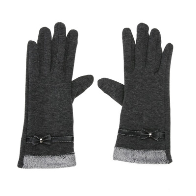 

Women Female Ladies Touch Screen Mittens Sheep Wool Winter Bowknot Glove