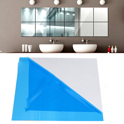 

〖Follure〗16X Mirror Tile Wall Sticker Square Self Adhesive Room Decor Stick On Modern Art