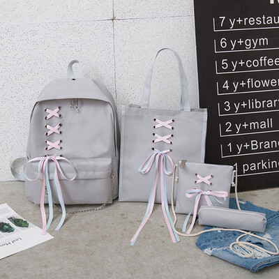 

Tailored Women Backpack Female Student Bag Bow Bag Canvas Bag Girl Backpack Travel Bag
