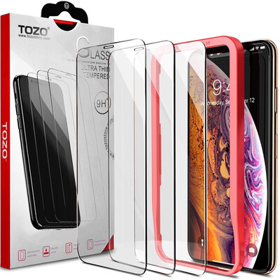 

TOZO for iPhone XRXSXS MAX Screen Protector 3-Pack Premium Tempered Glass 026mm 9H Hardness 25D Film