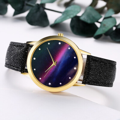 

〖Follure〗Women Fashion Starry Sky Leather Band Analog Quartz Round Wrist Watch Watches BK