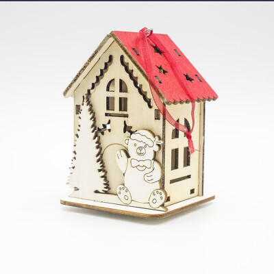 

Gobestart LED Light Wood House Cute Christmas Tree Hanging Ornaments Holiday Decoration