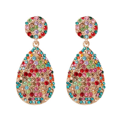 

women fashion colorful rhinestones statement dangle earrings ethnic big round crystal earrings vintage jewelry Brincos