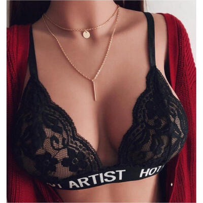 

Floral Sheer Lace Triangle Bralette Bra Crop