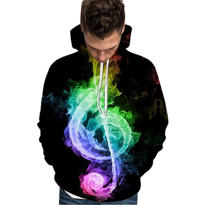 

Tailored Unisex Mens New Style 3D Hat Guard Fashion Musical Note Printed Blouse