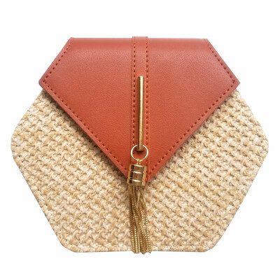 

Hexagon Mulit Style Strawleather Handbag Women Summer Rattan Bag Handmade Woven Beach Circle Bohemia Shoulder Bag New Fashion