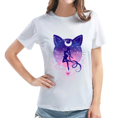 

Moon T-Shirt Women Kawaii Tee Casual Loose Printed Tee Shirt